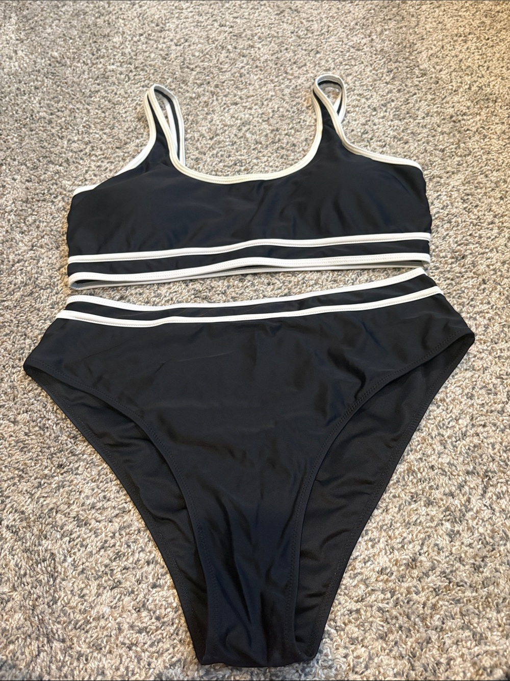 Amazon Women’s Black Bikini Set with White Trim